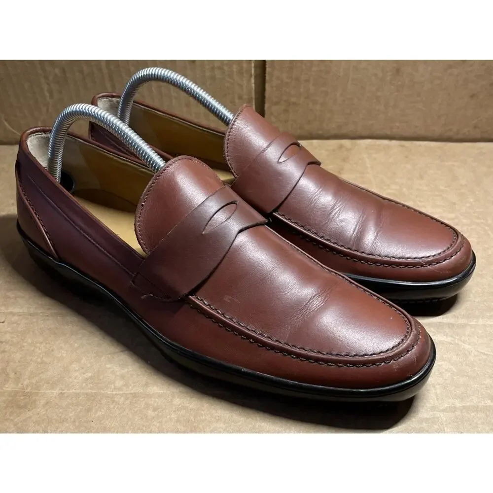 Salvatore Ferragamo Brown Leather Penny Loafers Mens Size 8 Fast Shipping